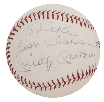 Mickey Mantle Signed Baseball With "Best Wishes" Inscription (JSA)